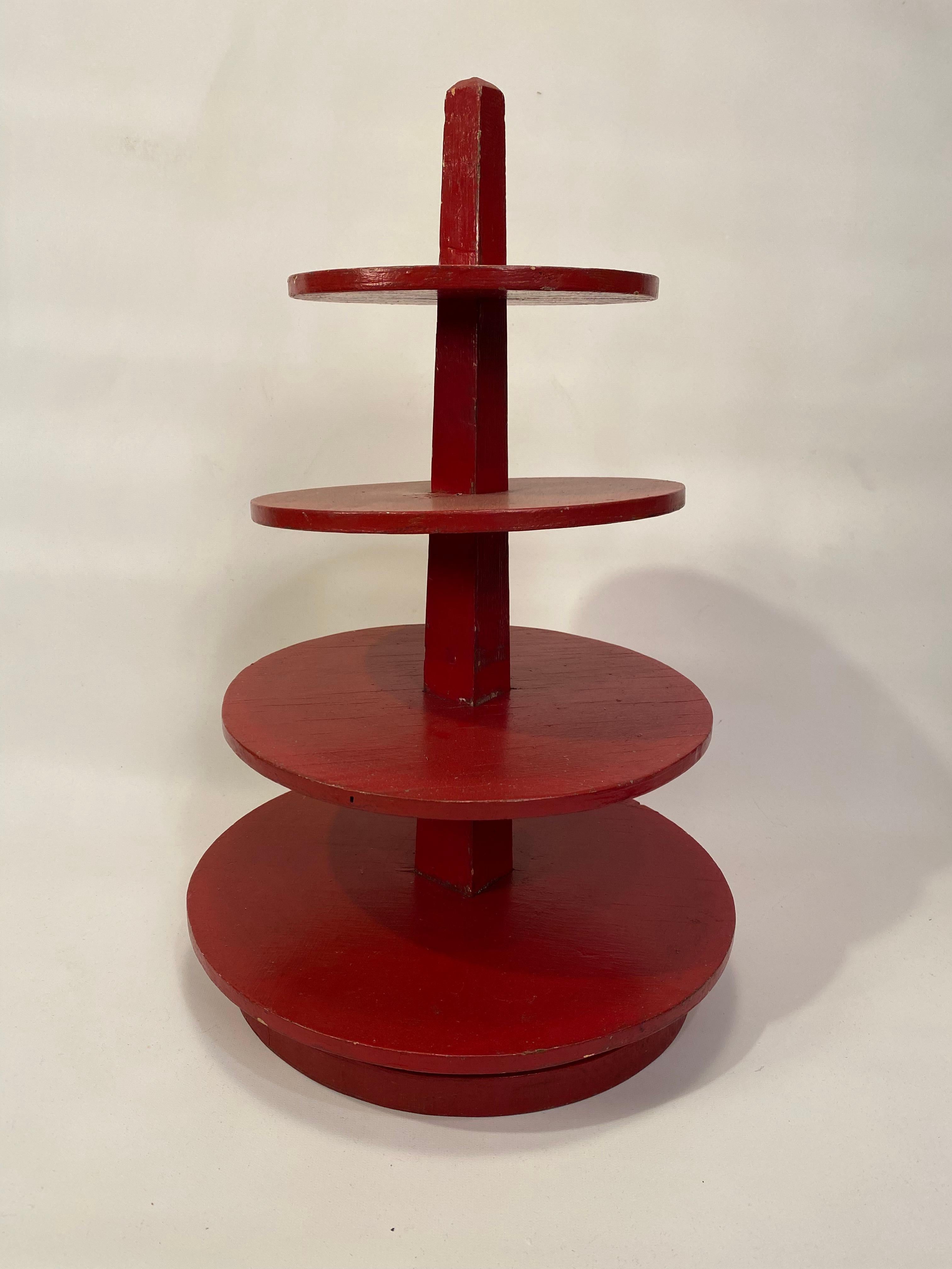 Folk Art Painted Tiered Display Stand  In Fair Condition In Garnerville, NY