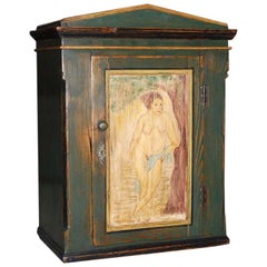 Antique Folk Art Painted Wall Cabinet