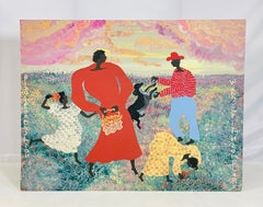 Folk Art Painting by Black Joe Jackson, Titled "We Be Pickn Sum Flars" US 1960's