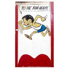 Folk Art Painting On Board "To The Fun House" from Coney Island, NY