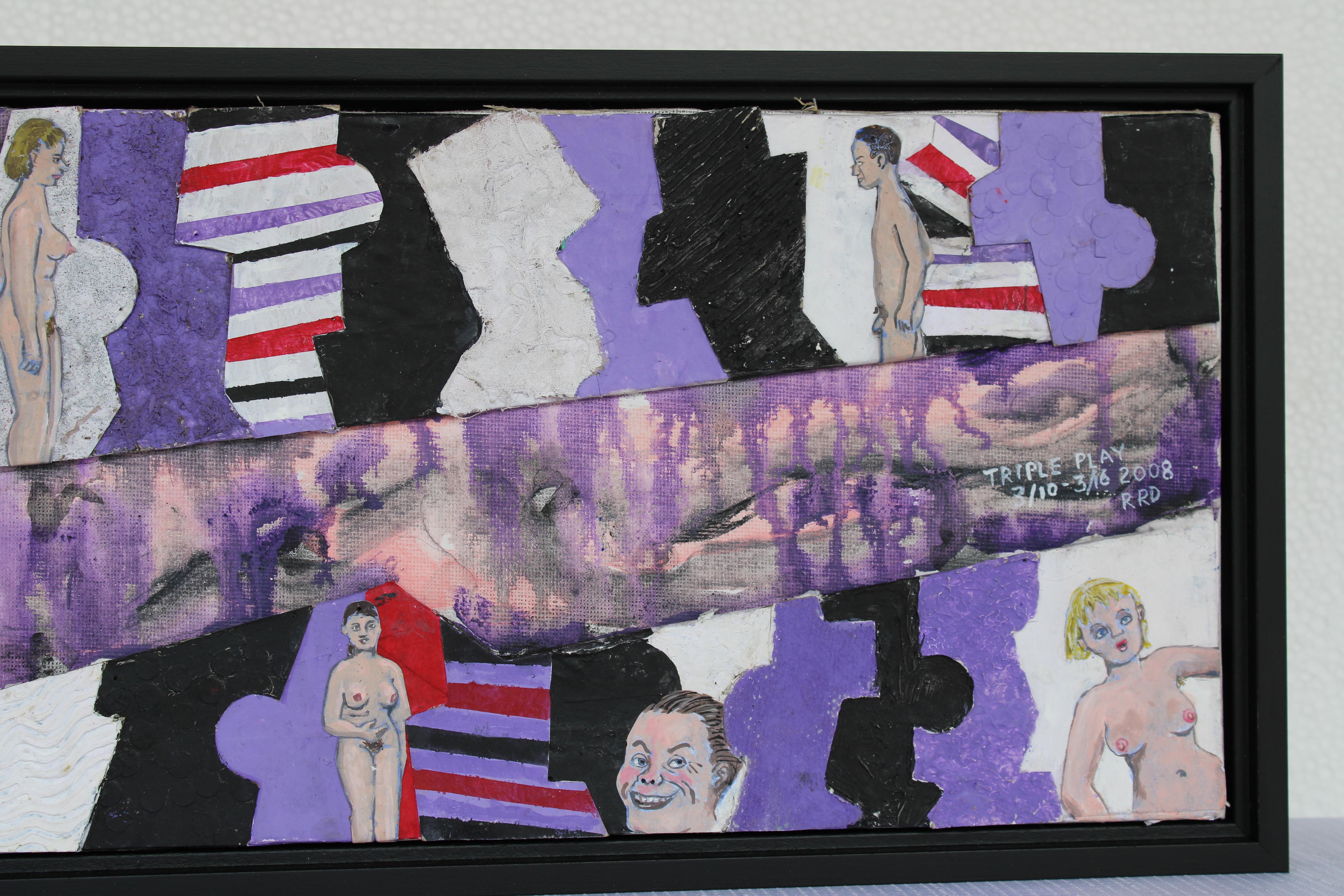 Outsider Art Painting titled Triple Play, 3/10-3/16/2008 RRD In Good Condition For Sale In Palm Springs, CA