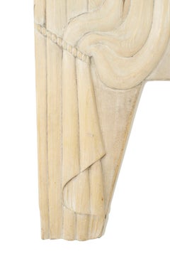 Folk Art Pair of American Victorian Carved Drapes for Funeral Car