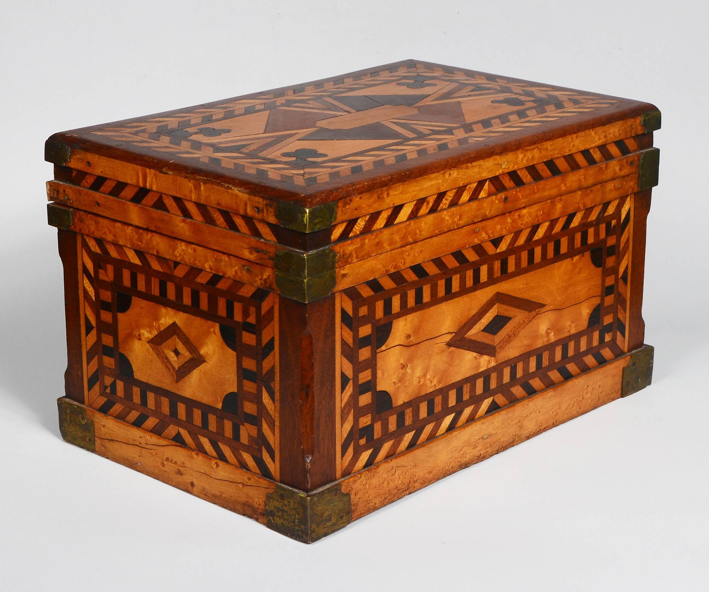 American Folk Art Parquetry Box, 19th Century