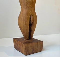 Folk Art Phallus Sculpture - Male Torso in Hand-Carved Wood, 1970s