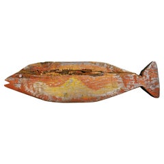 Poissons saumon décorés en bois de pin d'artisanat, peint en caoutchouc brûlé