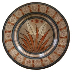 Cargador de Cerámica de Arte Popular - Flores y Remolinos Pintados a Mano - México - Circa 1980's