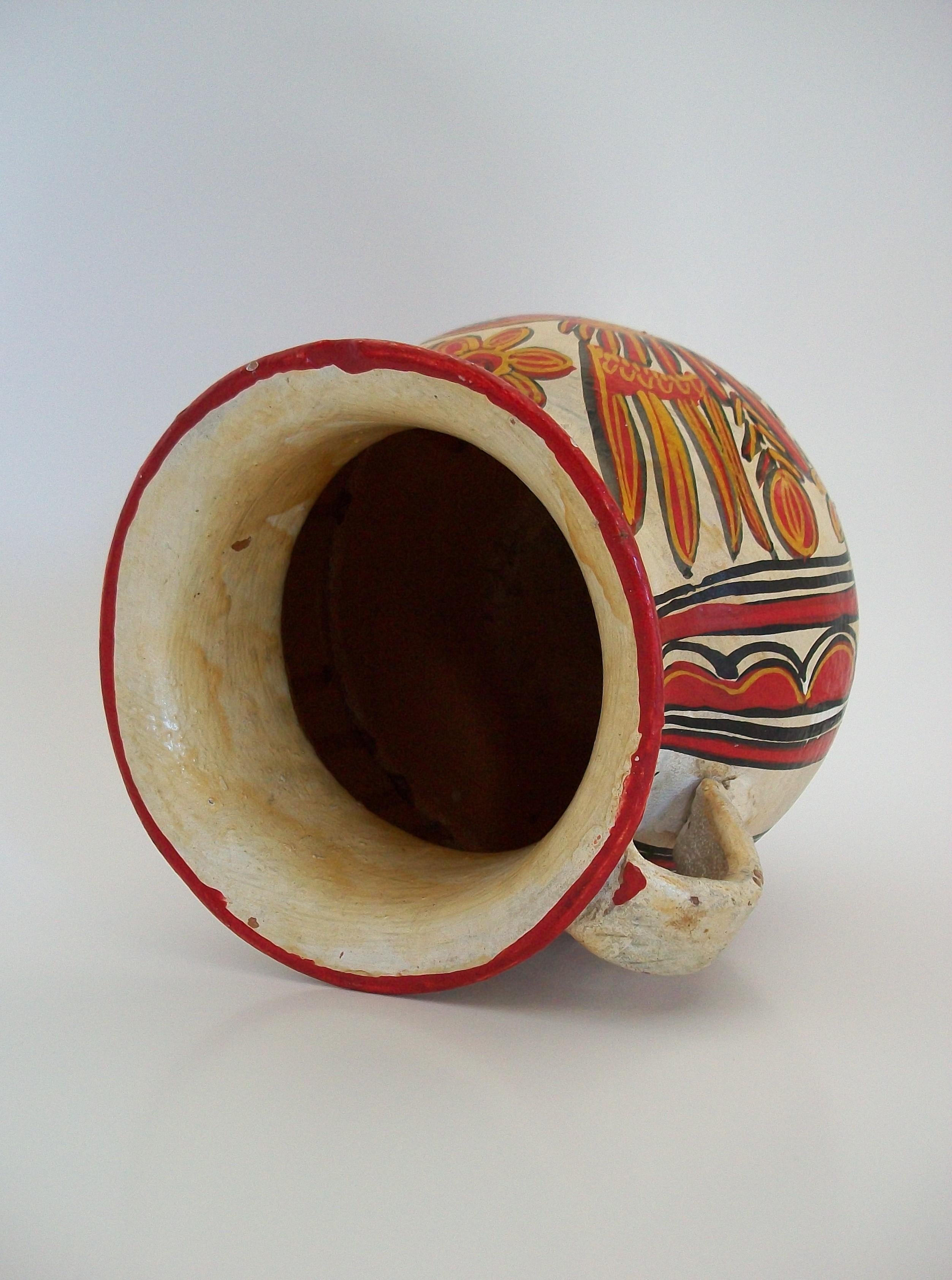 Volkskunst-Krug aus Keramik – handbemalte Vögel und Blumen – Mexiko – ca. 1920er Jahre im Angebot 5