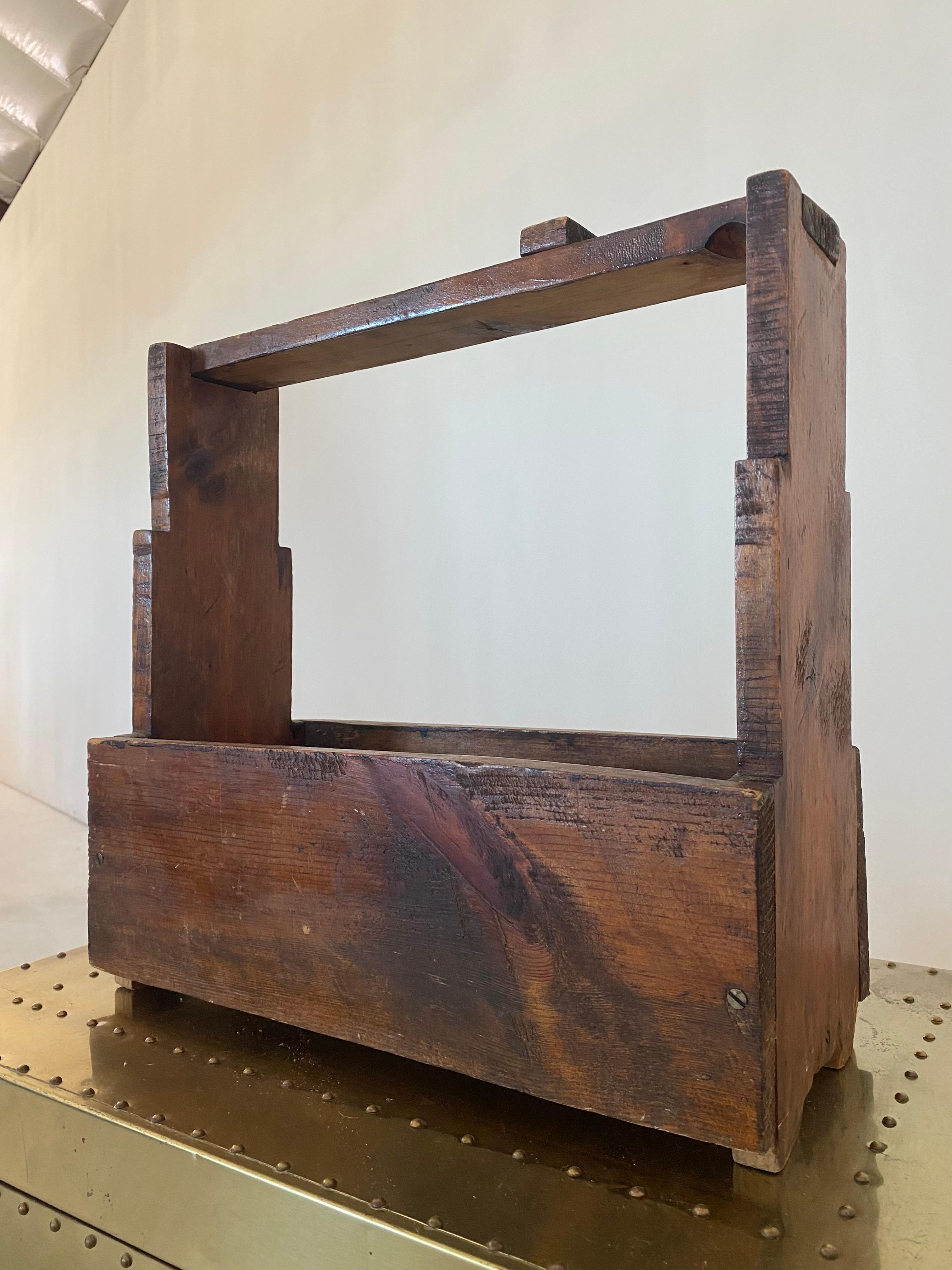 Folk Art Primitive Tool Caddy Display Box For Sale 3