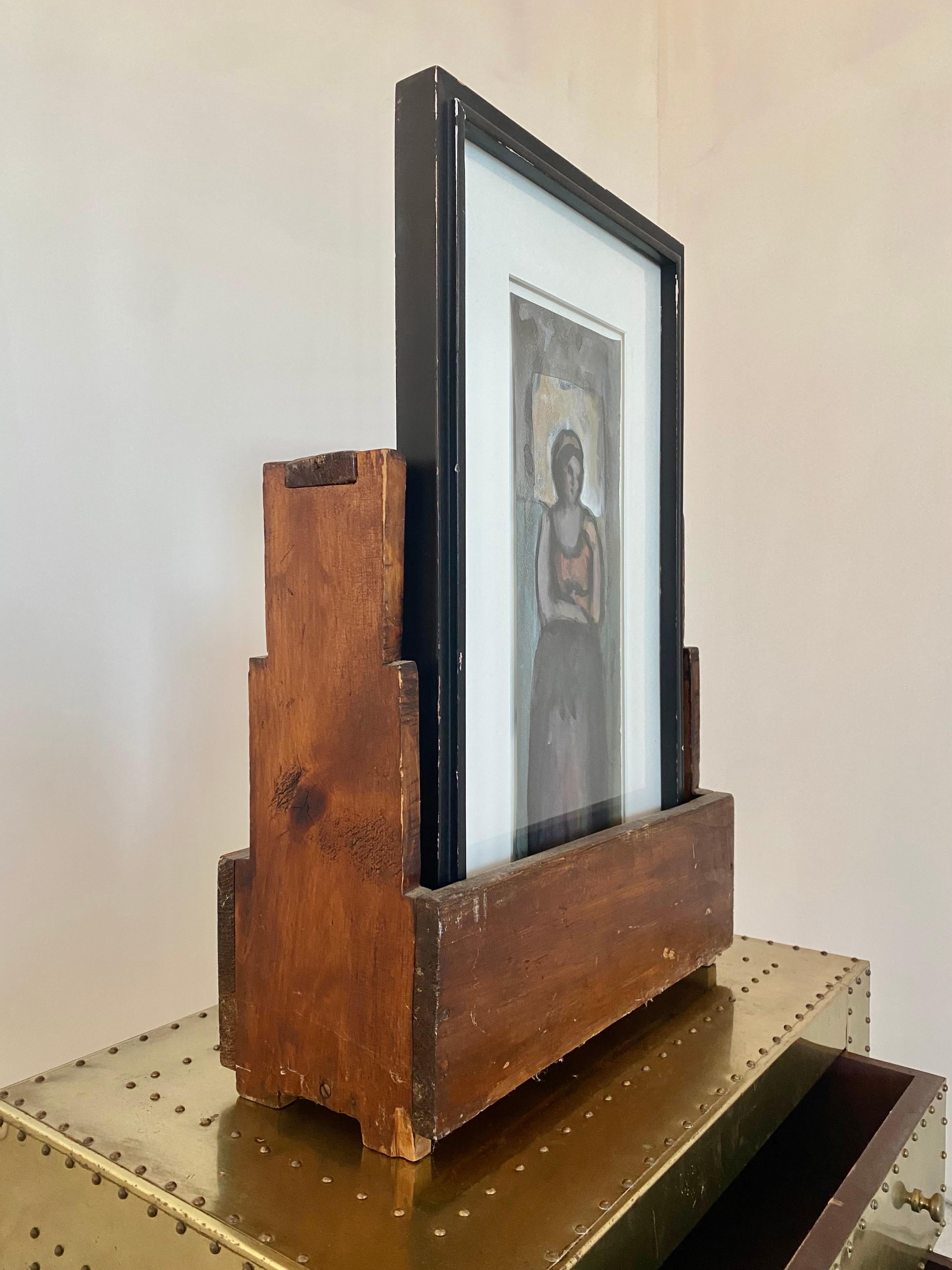 Hand-Crafted Folk Art Primitive Tool Caddy Display Box For Sale