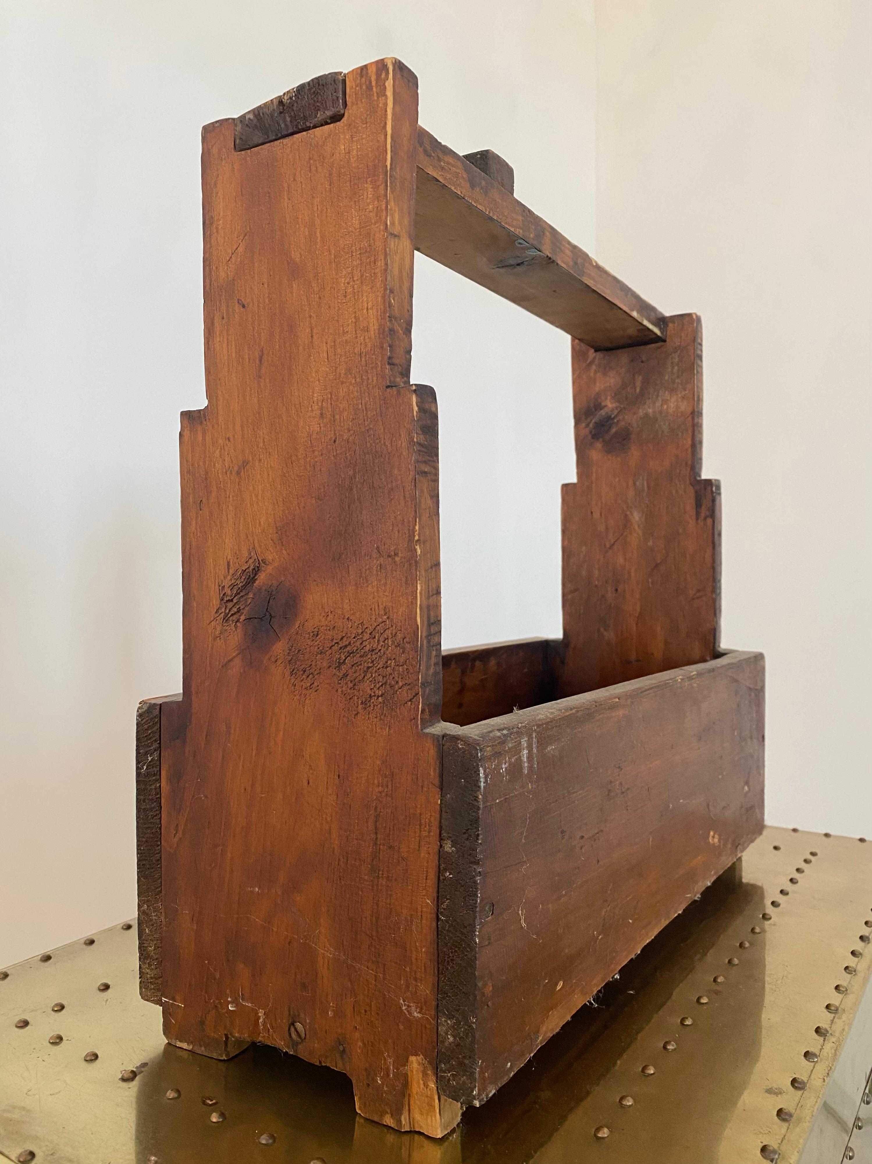 20th Century Folk Art Primitive Tool Caddy Display Box For Sale