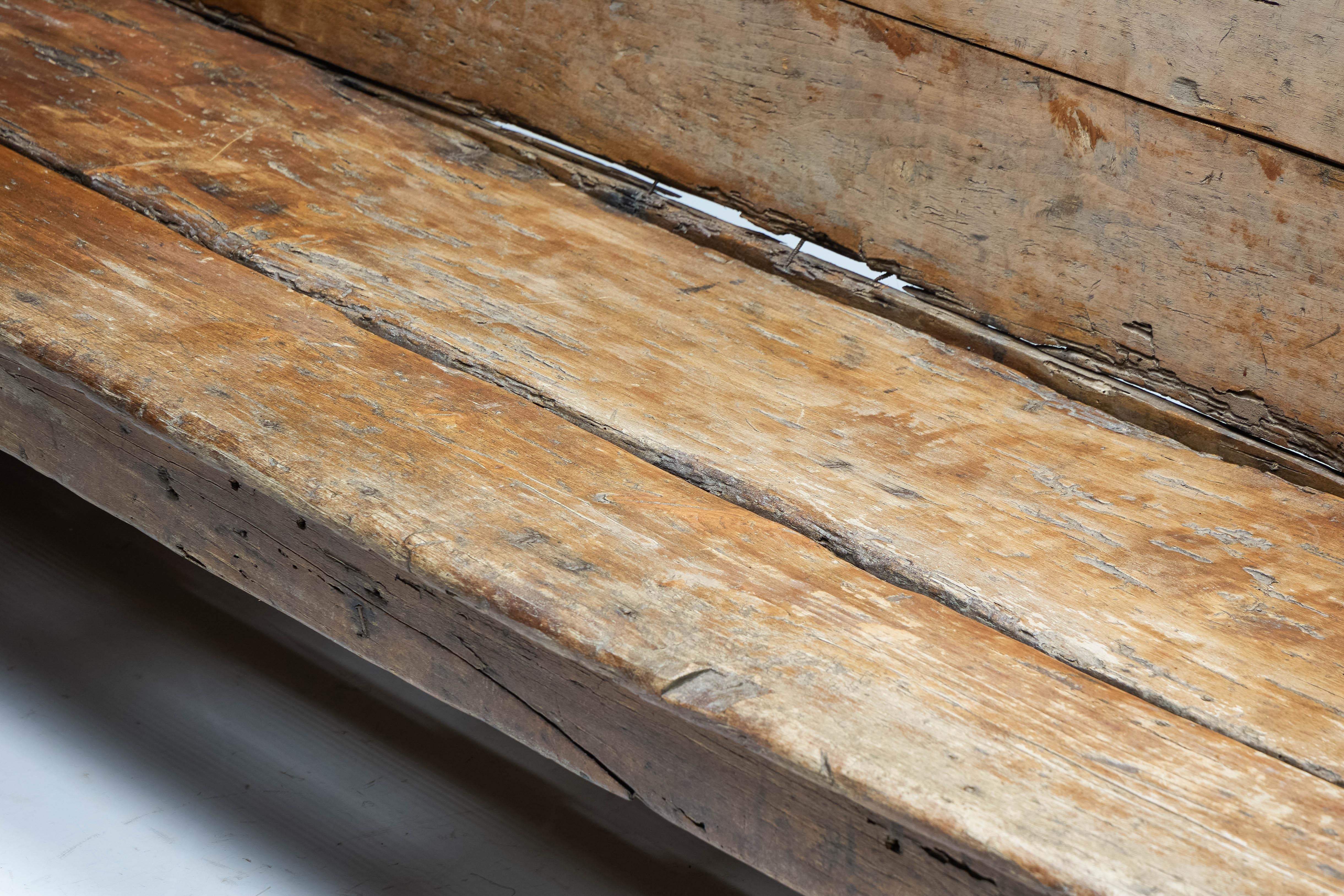 Wood Folk Art Pyrenean Bench, France, 19th Century