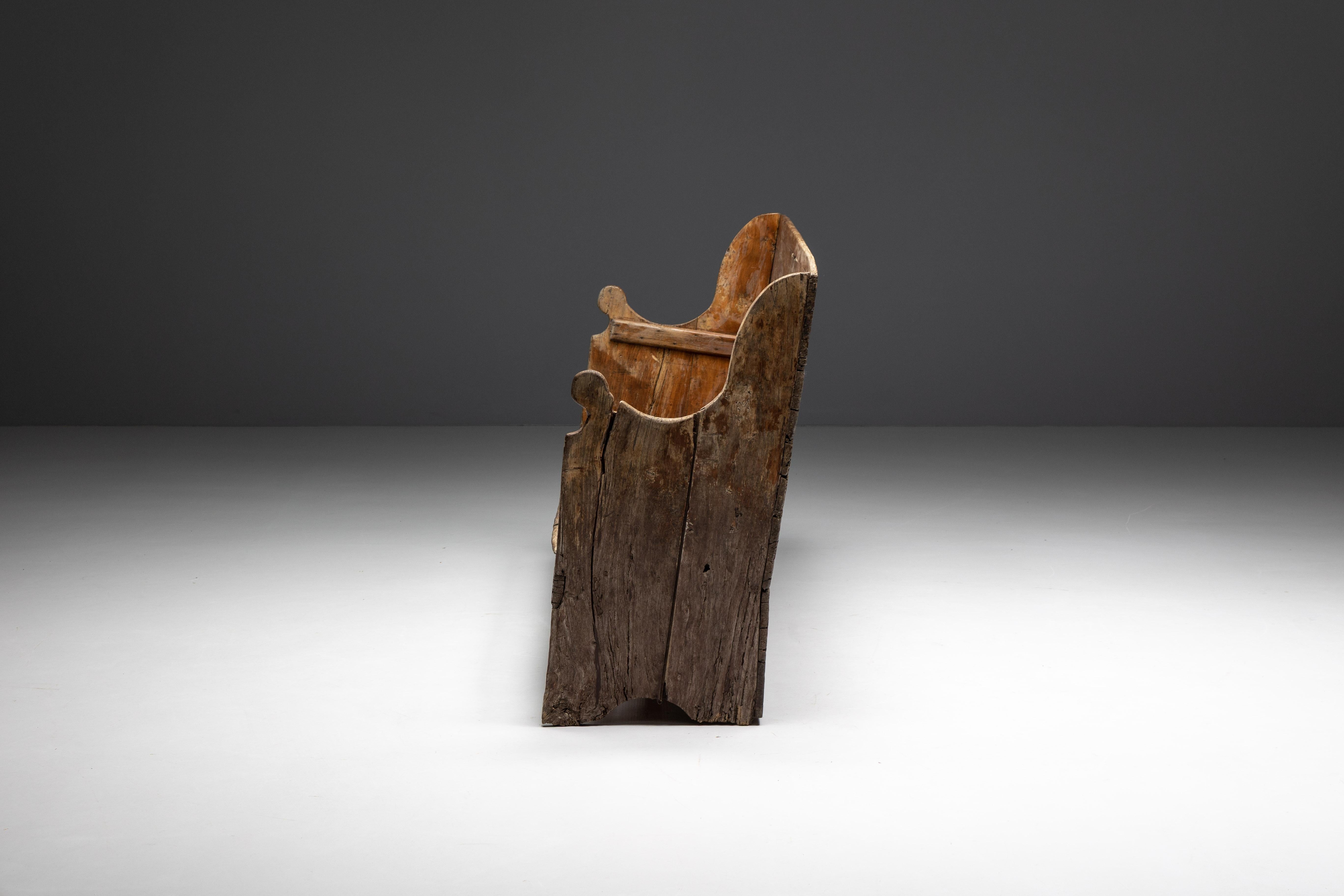 Folk Art Pyrenean Bench, France, 19th Century 1
