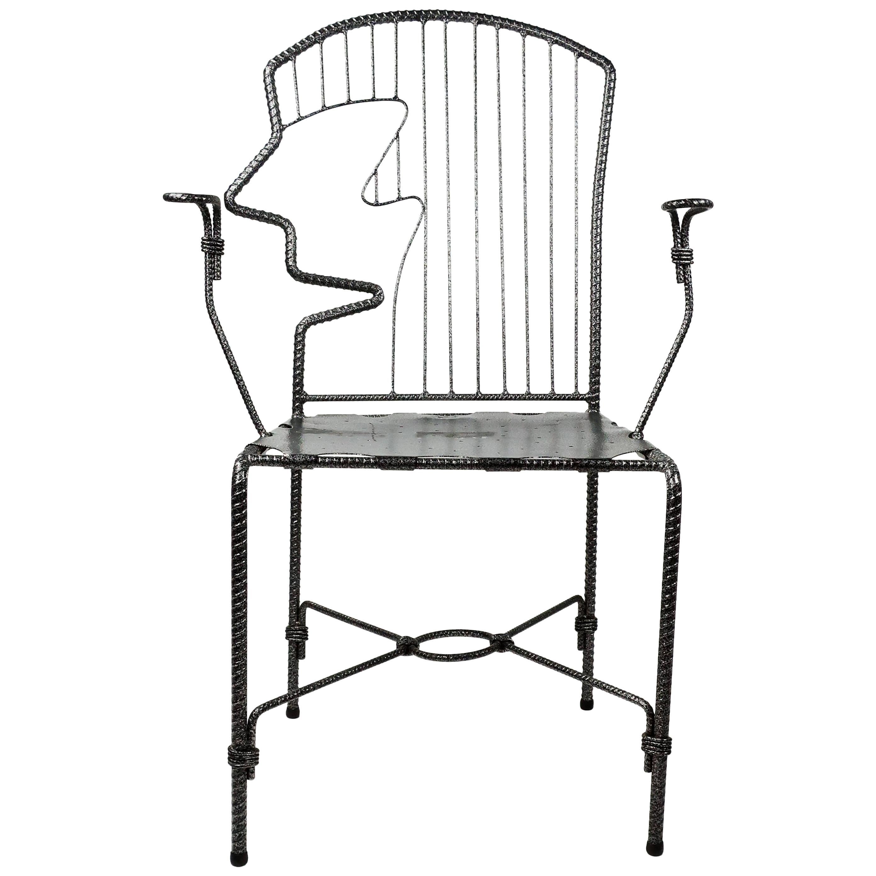 Folk Art Rebar Armchair For Sale