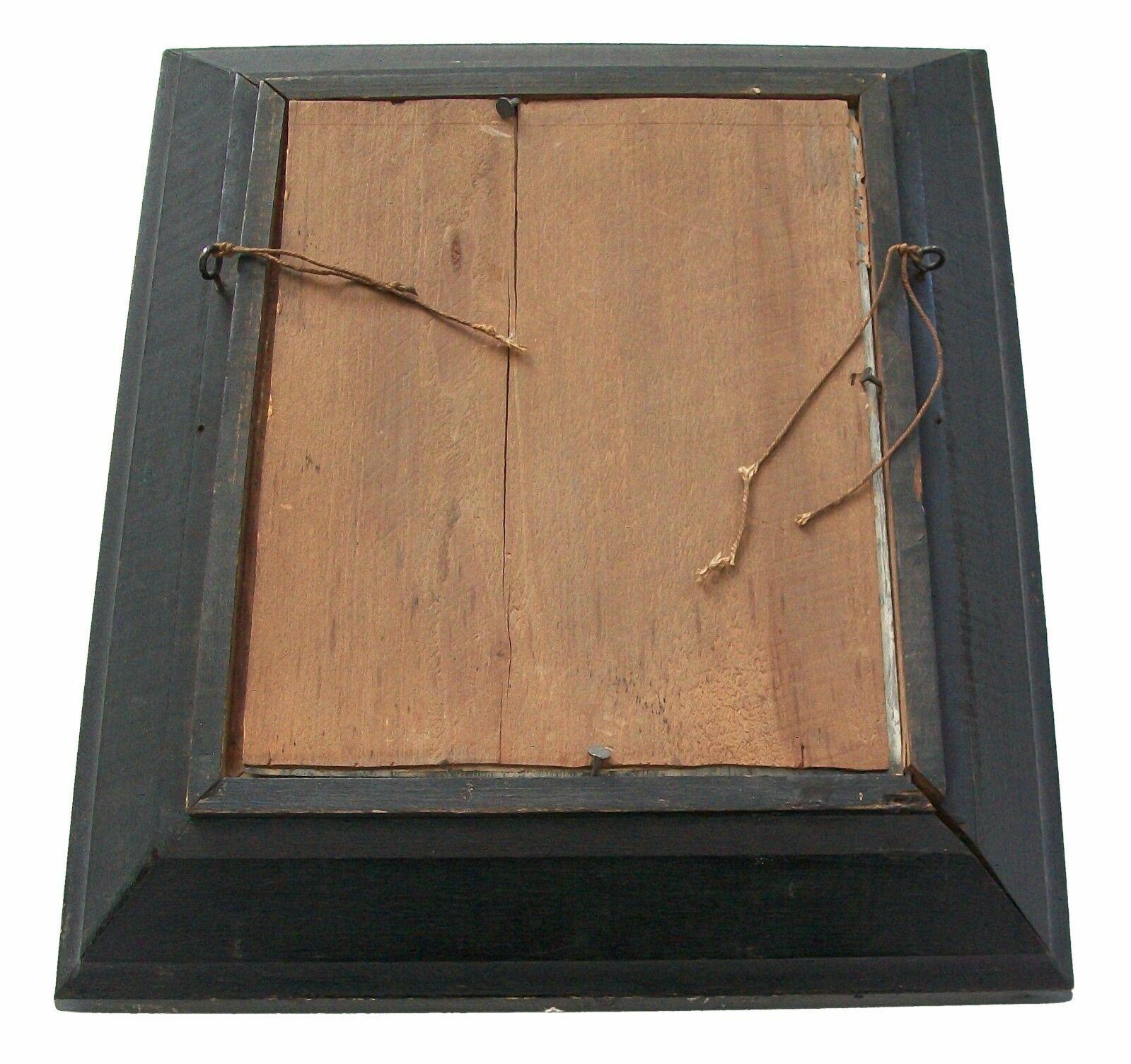 Cuadro de oropel de vidrio invertido de arte popular - Marco original - EE.UU. - Circa 1850's en venta 3