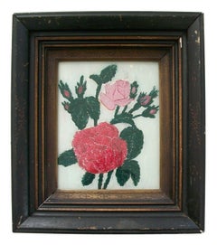 Folk Art Reverse Glass Tinsel Painting - Original Frame - U.S. - Circa 1850's