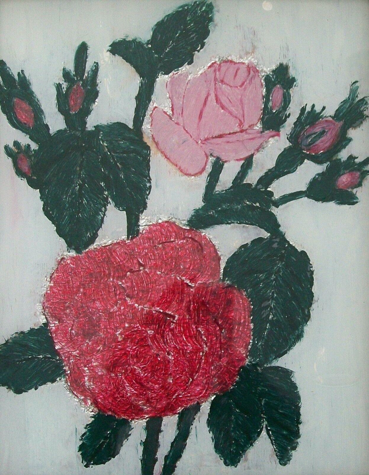 Cuadro de oropel de vidrio invertido de arte popular - Marco original - EE.UU. - Circa 1850's Estadounidense en venta