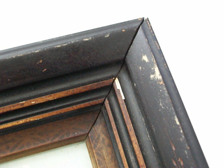 Folk Art Reverse Glass Tinsel Painting Original Frame U.S. Circa