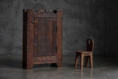 Folk Art Rustic Chestnut Cabinet, France, 1800s