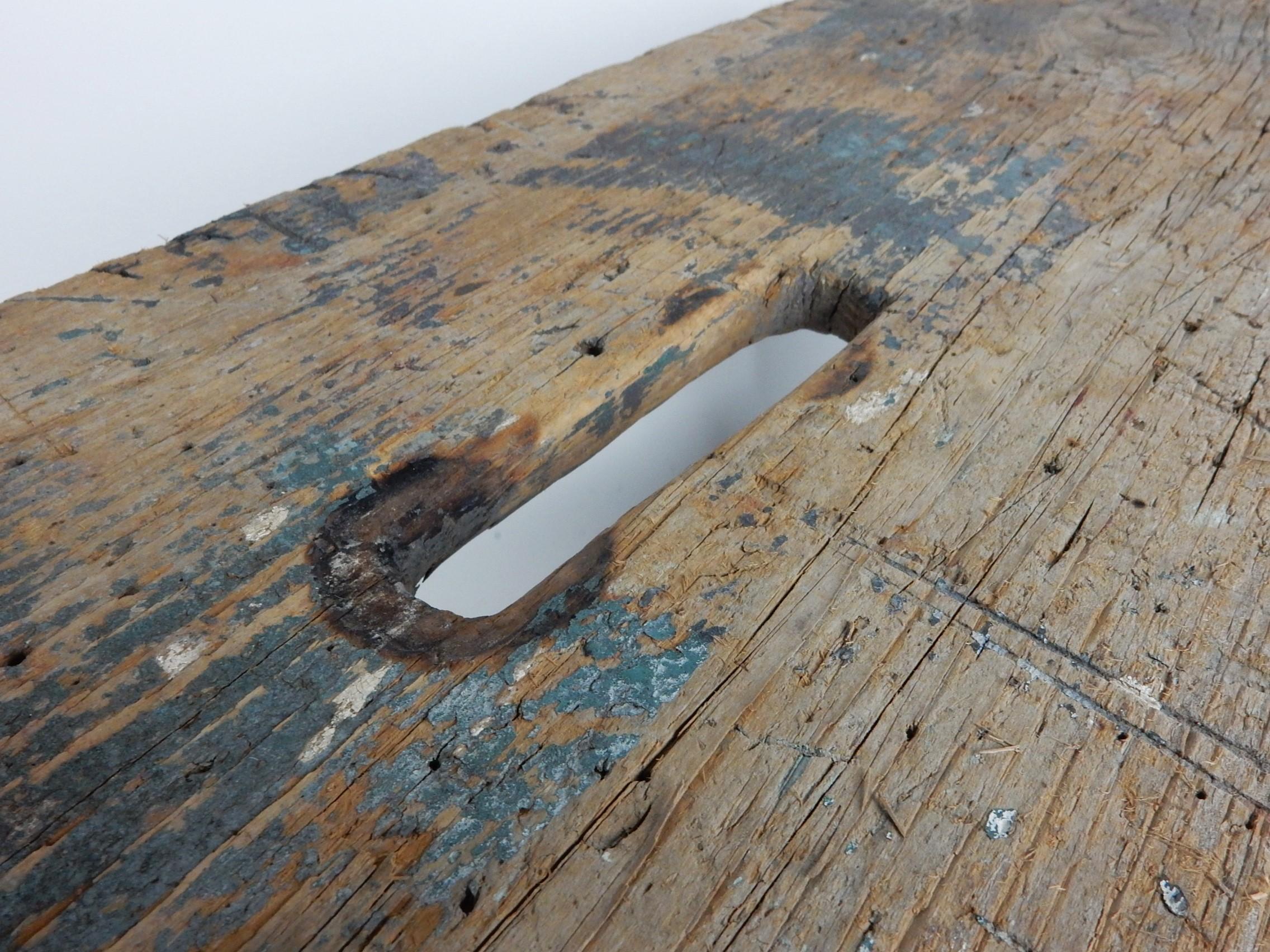 Folk Art Rustikale Primitive Kiefer Lagerung Bank oder Tisch von Gordon circa 1920's (Holz) im Angebot
