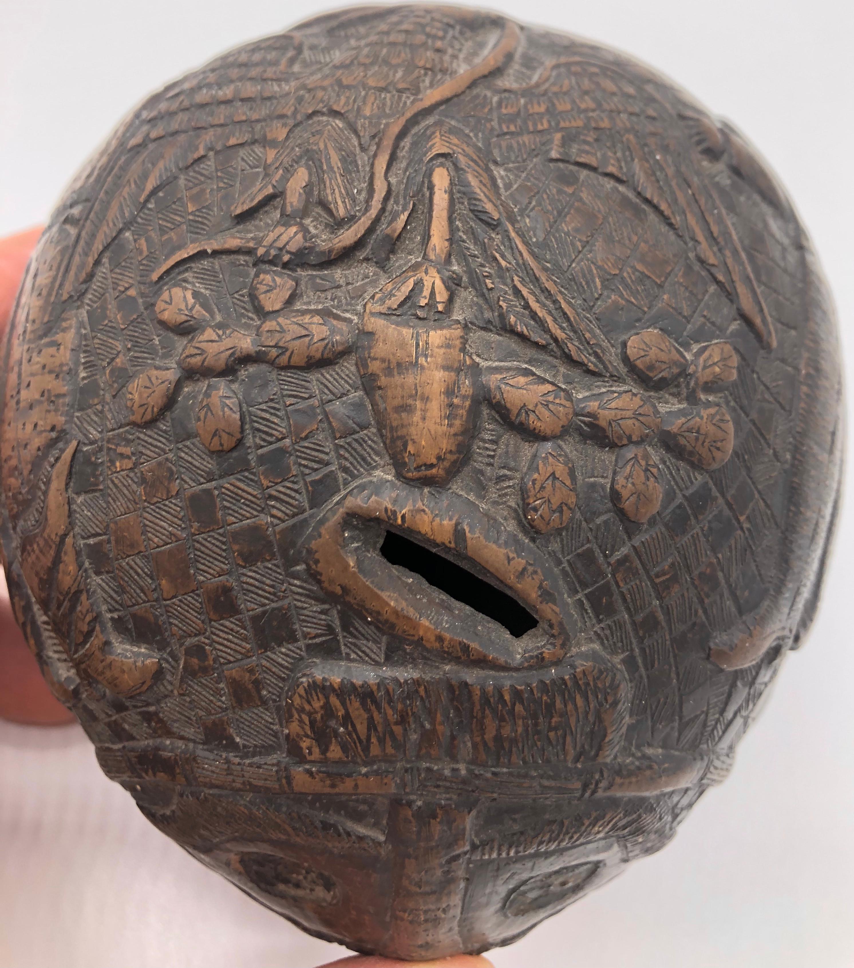 Early 19th Century Folk Art Sailor Carved Coconut, circa 1800