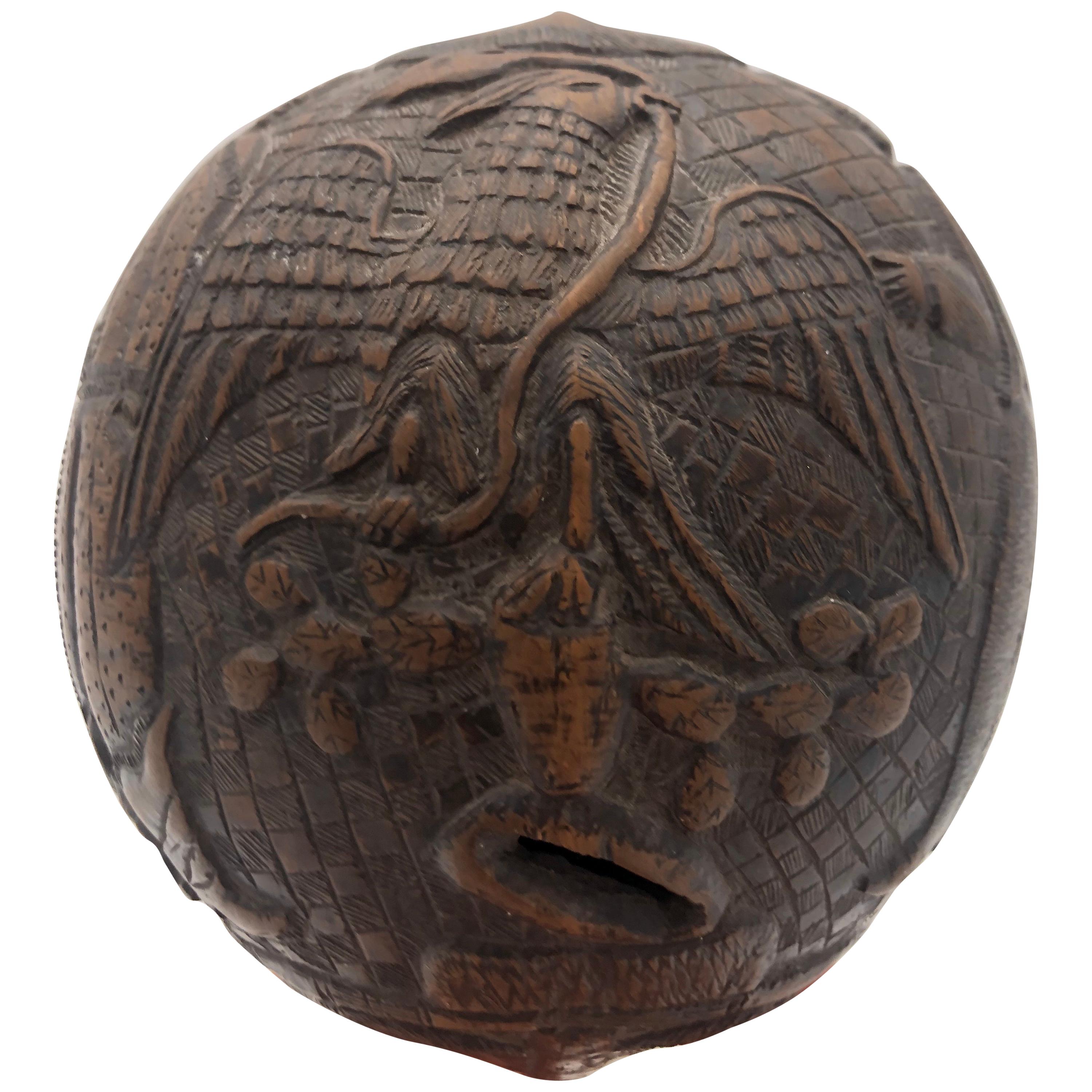 Folk Art Sailor Carved Coconut, circa 1800