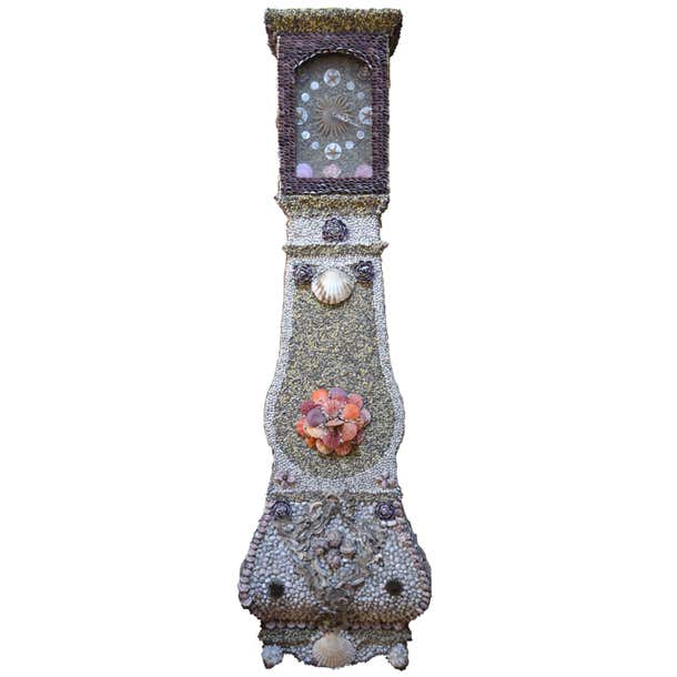 Folk Art Sailor-Made Vintage Seashell Long Case Clock at 1stDibs