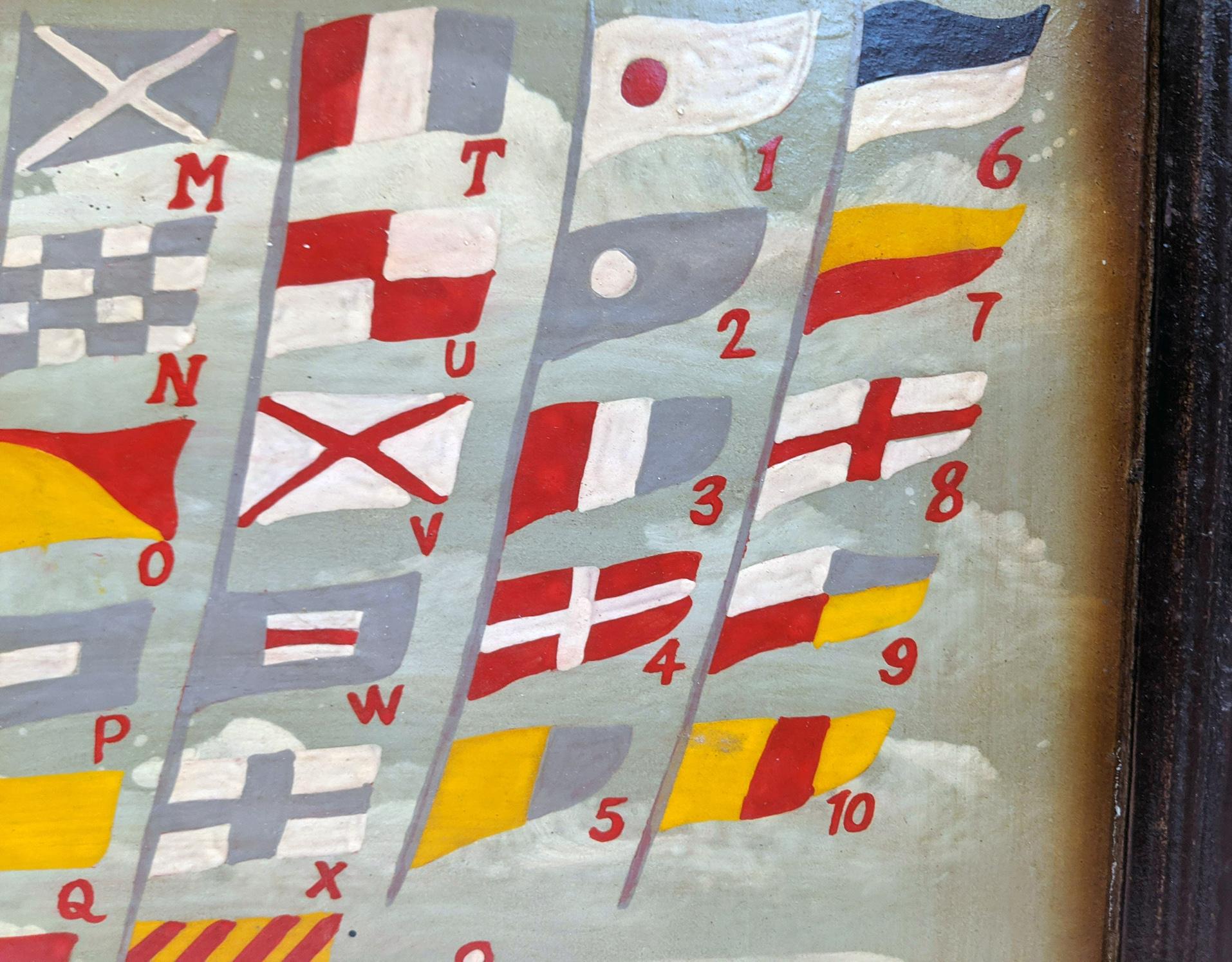 Folk Art Sailor's Painting of International Flag Code In Good Condition In Downingtown, PA