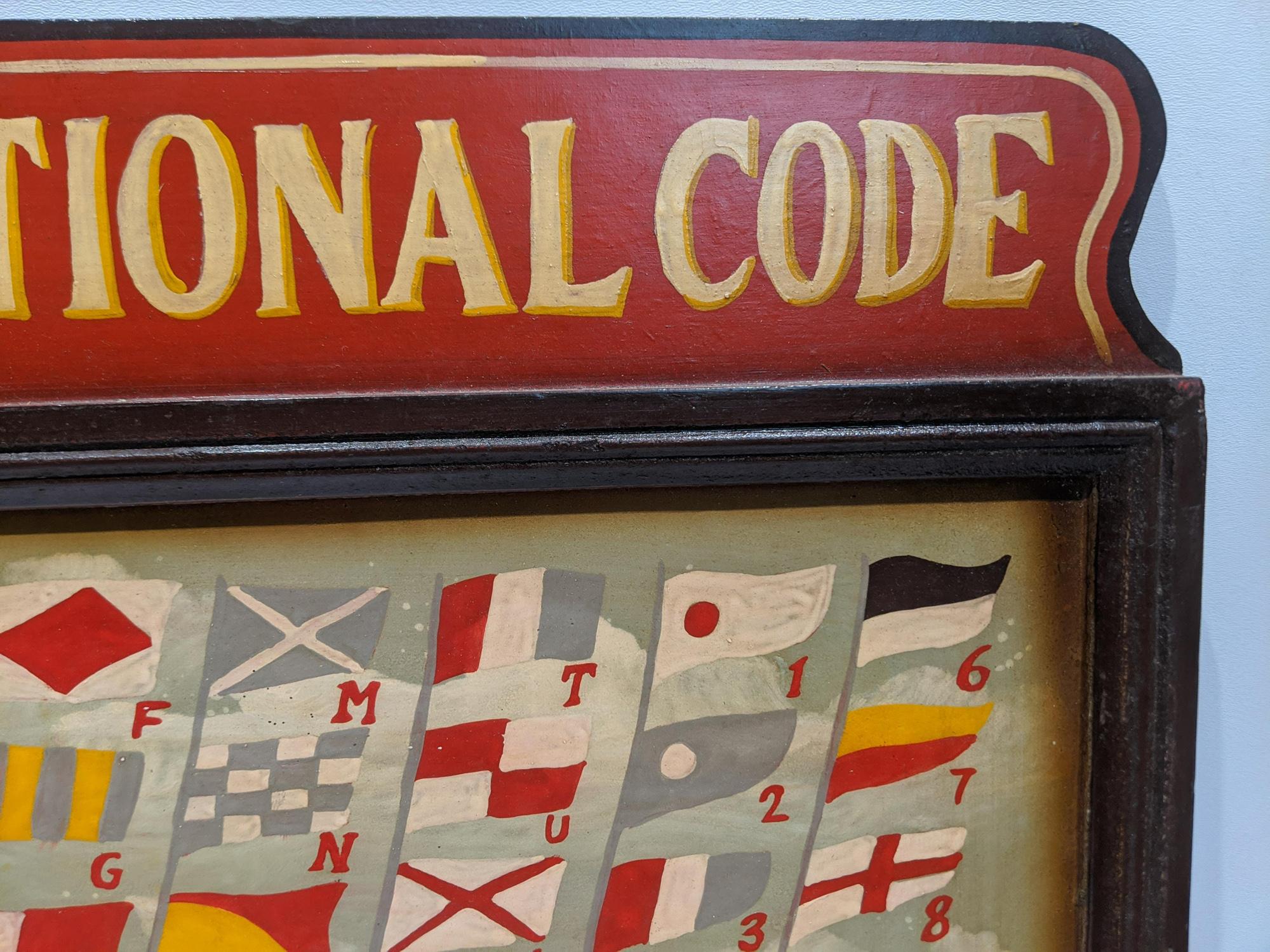 Wood Folk Art Sailor's Painting of International Flag Code