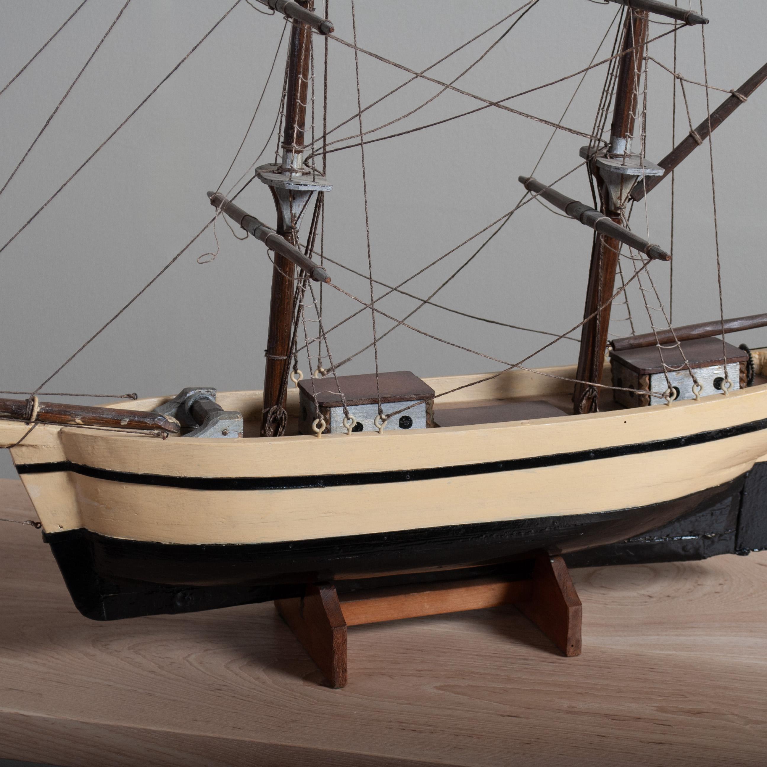 Hand-Crafted Folk Art Scratch Built Boat, Early 20th C For Sale