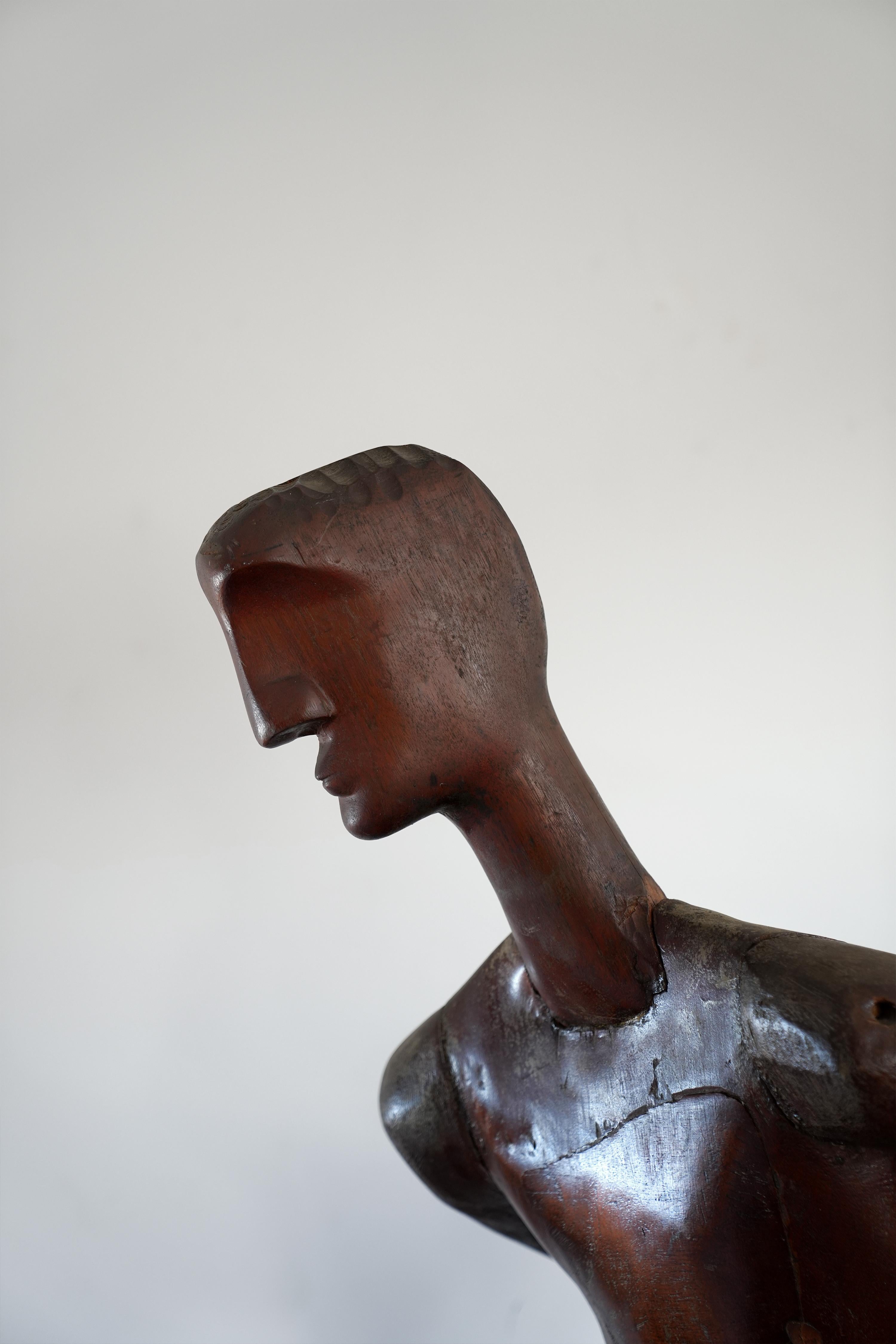 Folk Art Sculpture of a Man In Fair Condition For Sale In Hudson, NY
