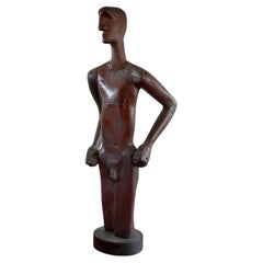 Sculpture d'art populaire représentant un homme