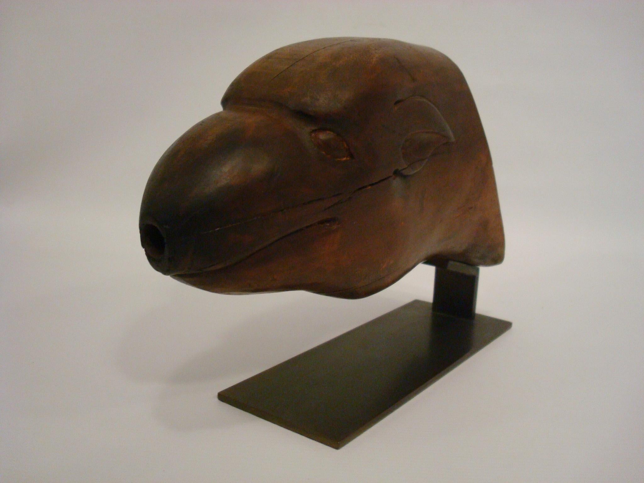 Hand-Carved Folk Art Sculpture of the Head of a Seal, South America, 1930´s For Sale