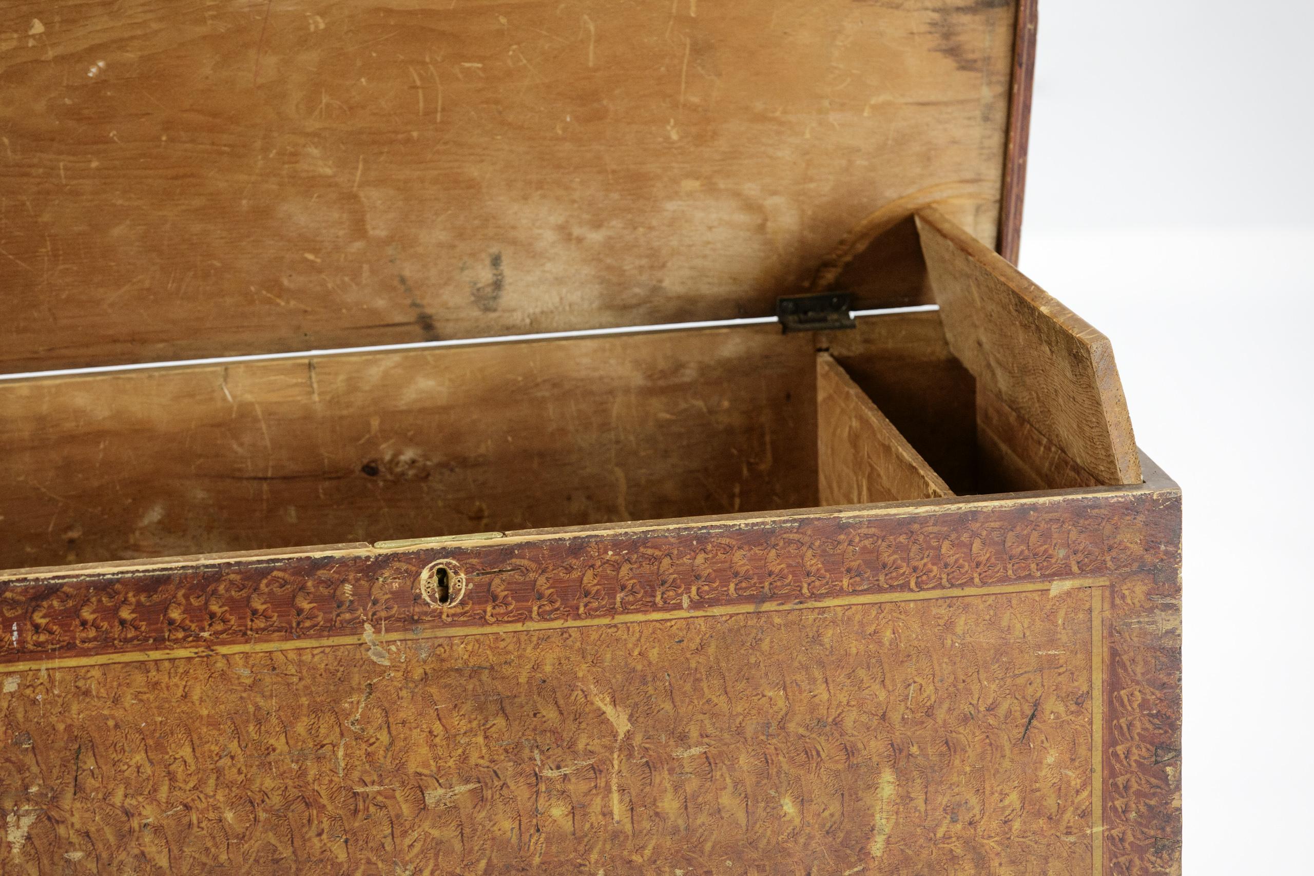Folk Art Scumble Burl Painted Chest, from Muir, Michigan For Sale 4