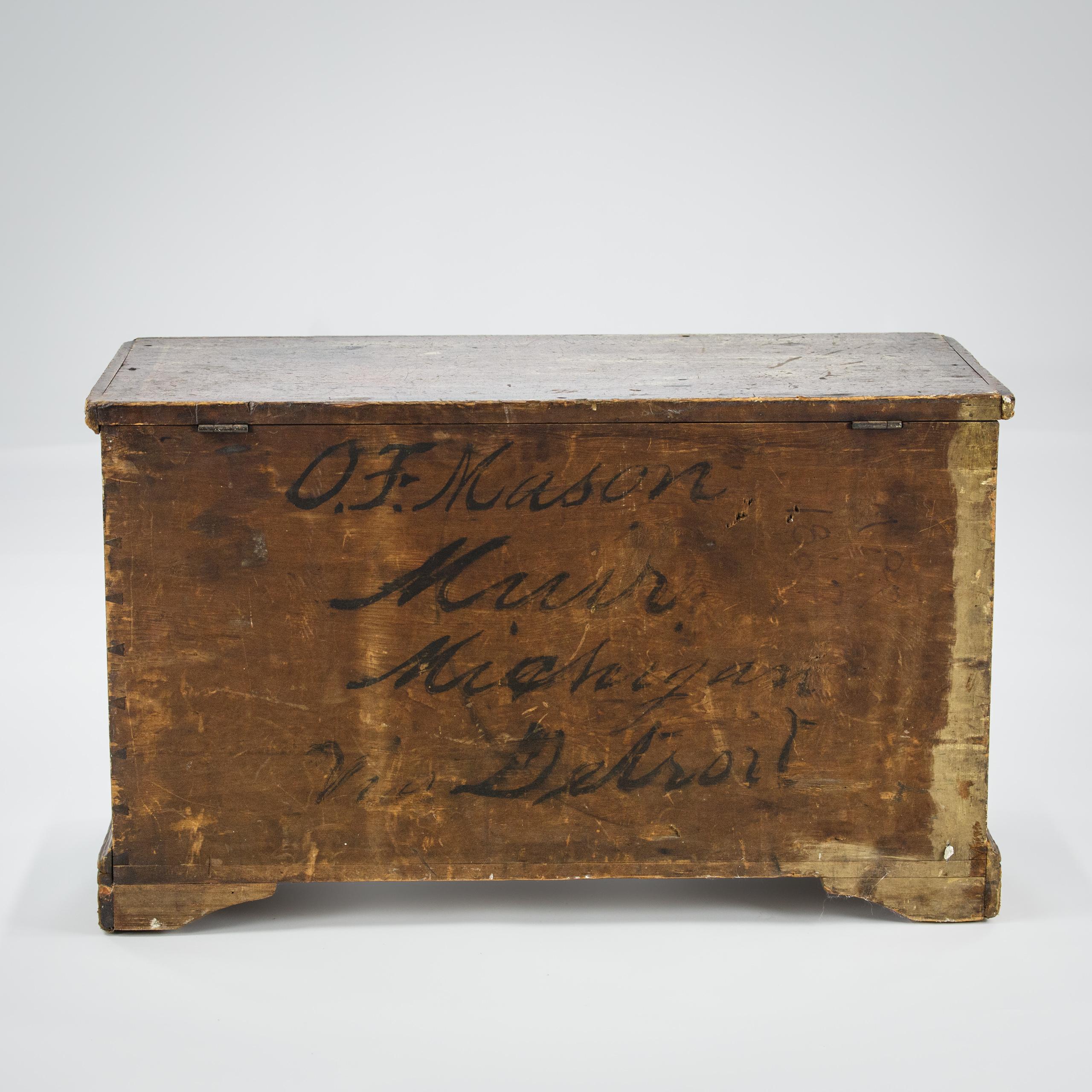 Folk Art Scumble Burl Painted Chest, from Muir, Michigan For Sale 5