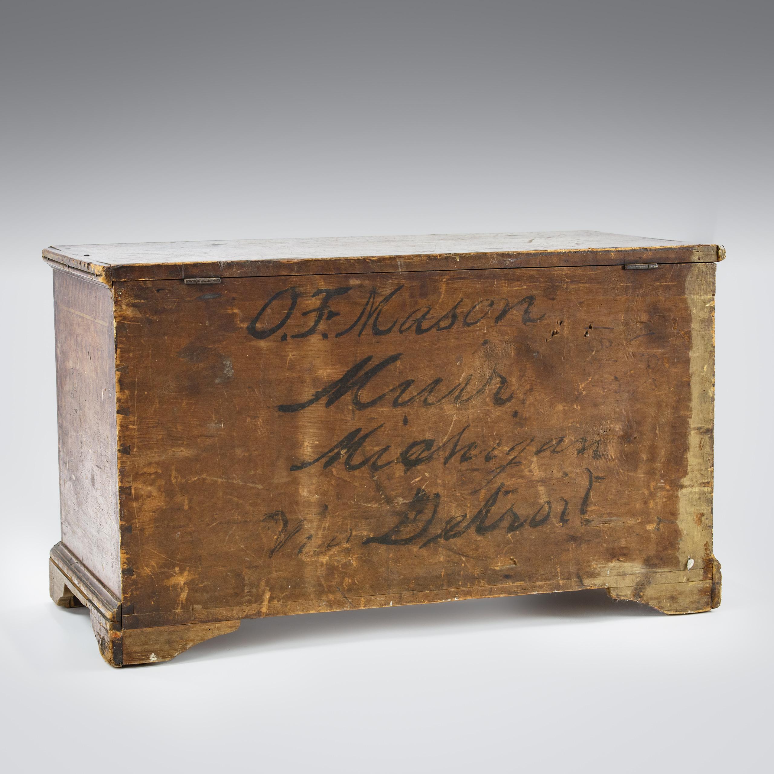 Folk Art Scumble Burl Painted Chest, from Muir, Michigan For Sale 6