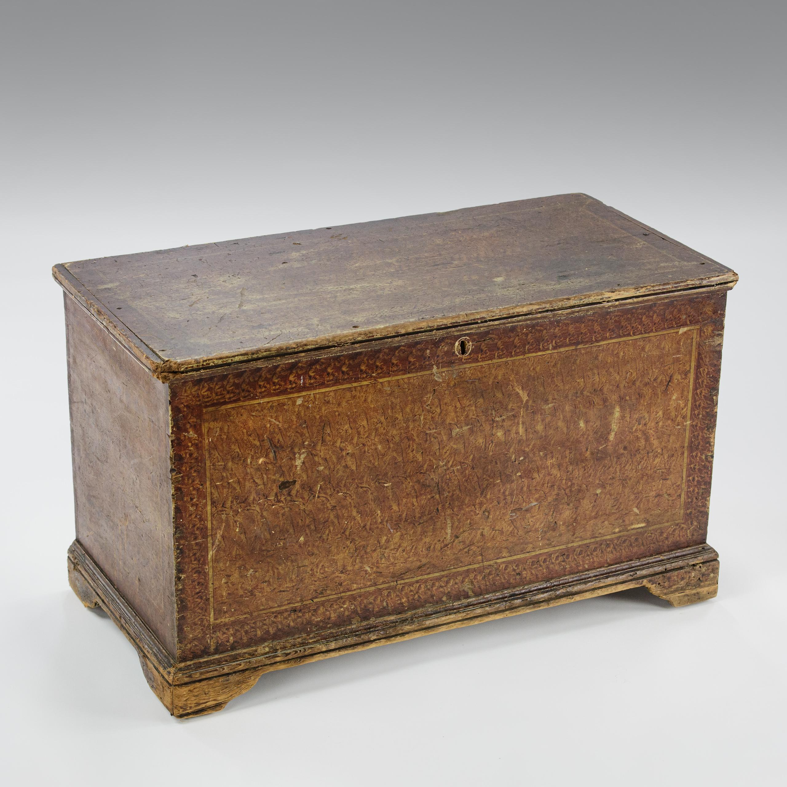 Folk Art Scumble Burl Painted Chest, from Muir, Michigan For Sale 2
