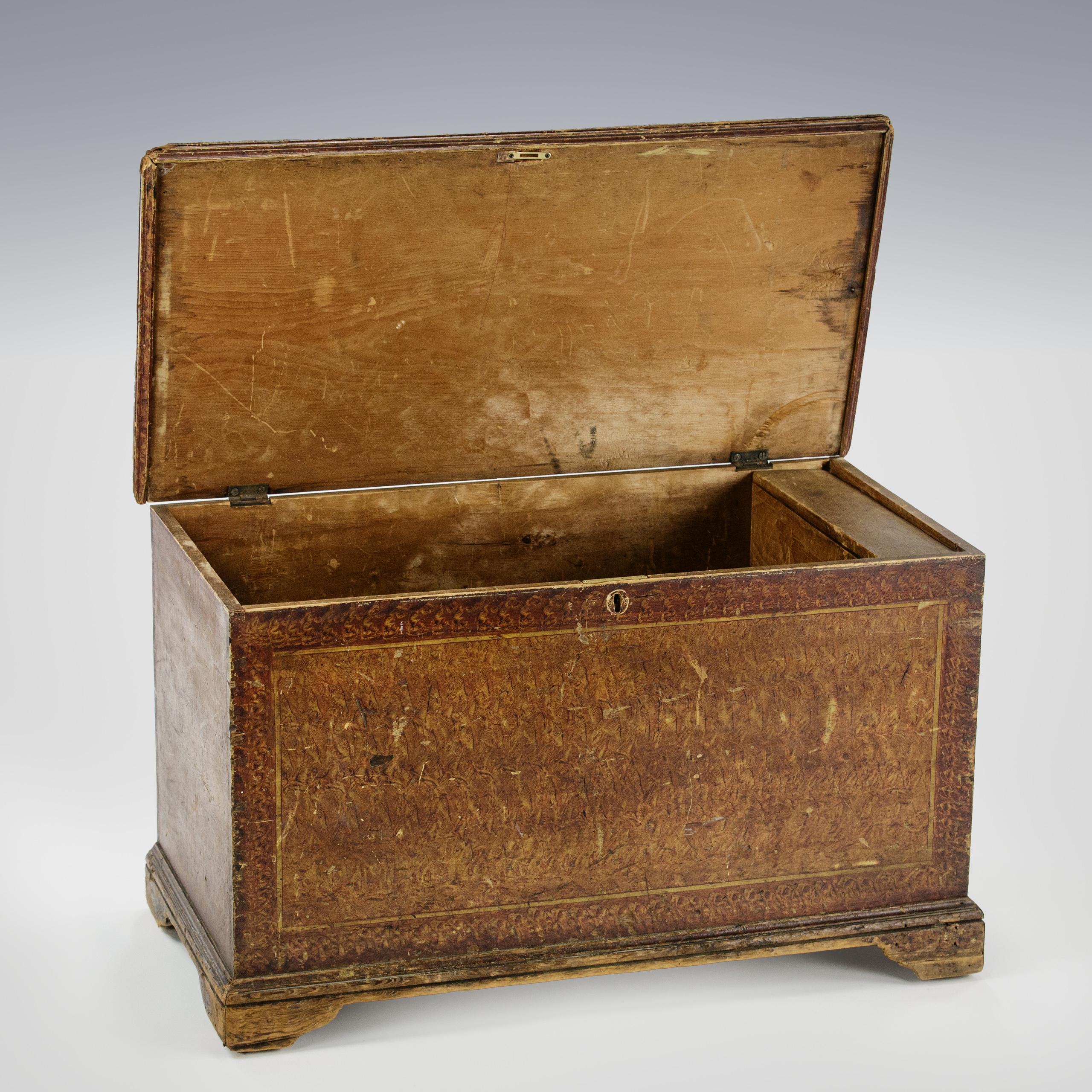 Folk Art Scumble Burl Painted Chest, from Muir, Michigan For Sale 3