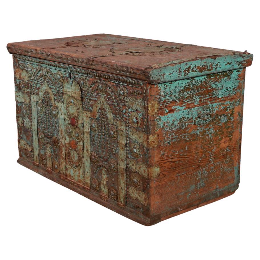 British Officers Victorian Brass Bound Military Chest, circa 1860 at