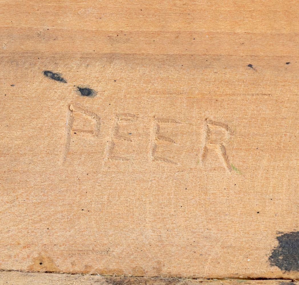 Folk Art Seated Dog Polychrome Painted Sculpture in vendita 1