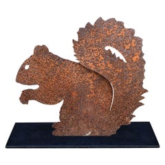 Folk Art Seated Squirrel Sculpture