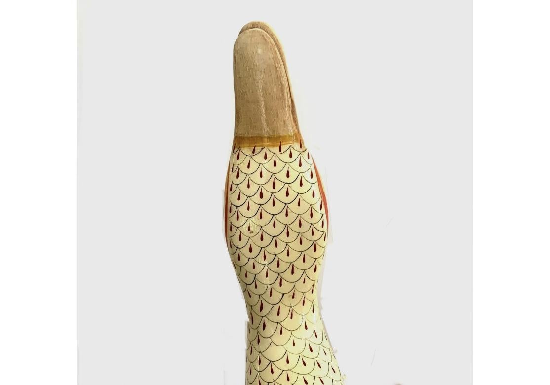 Arte Popular Sermel Tonala Firmado Pato de Papel Maché Con Base de Cristal en venta 3