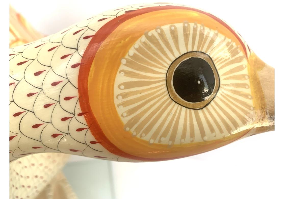 Arte Popular Sermel Tonala Firmado Pato de Papel Maché Con Base de Cristal en venta 6