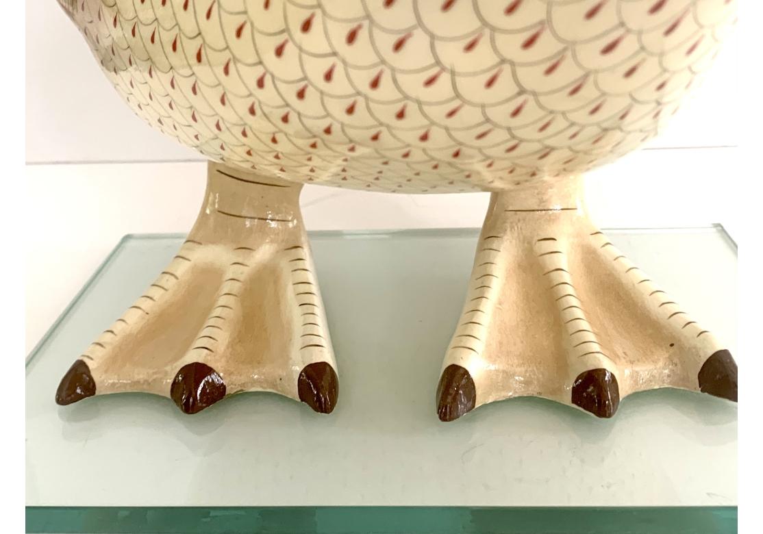 Arte Popular Sermel Tonala Firmado Pato de Papel Maché Con Base de Cristal en venta 8