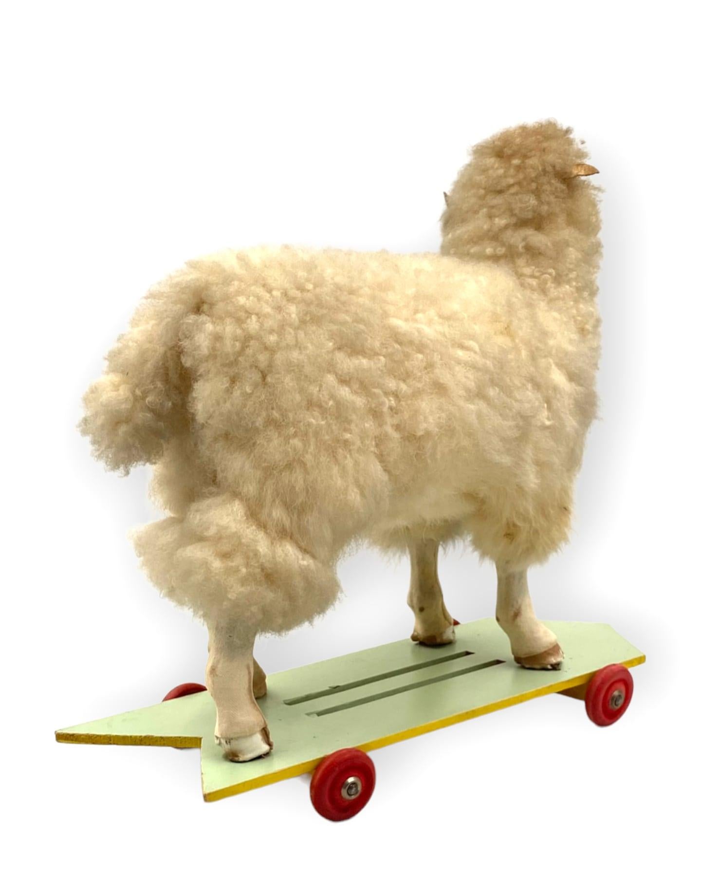 Folk Art Sheep Rolling Toy, first half of 20th Century For Sale 8