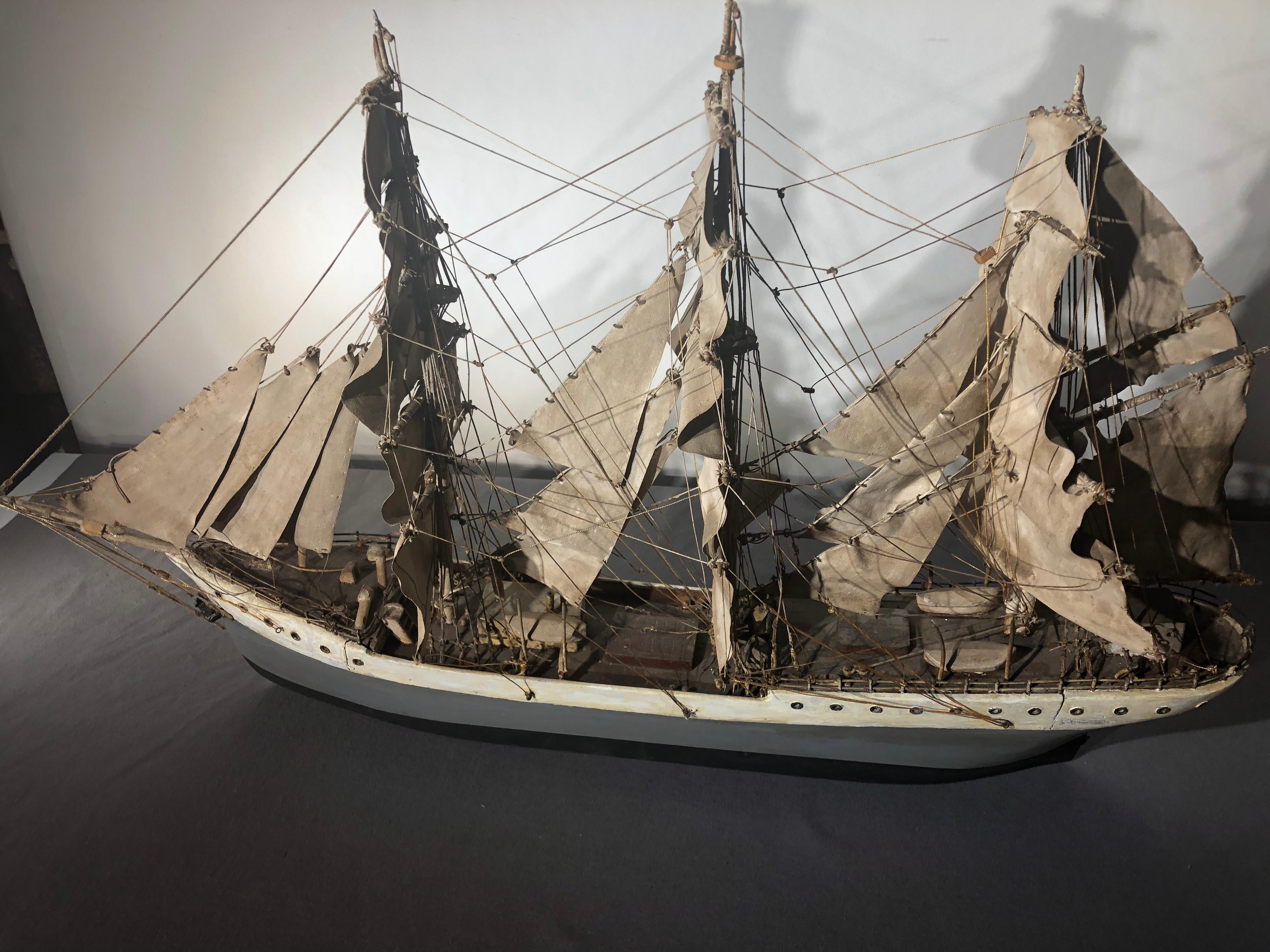 20th Century Folk Art Ship Model For Sale