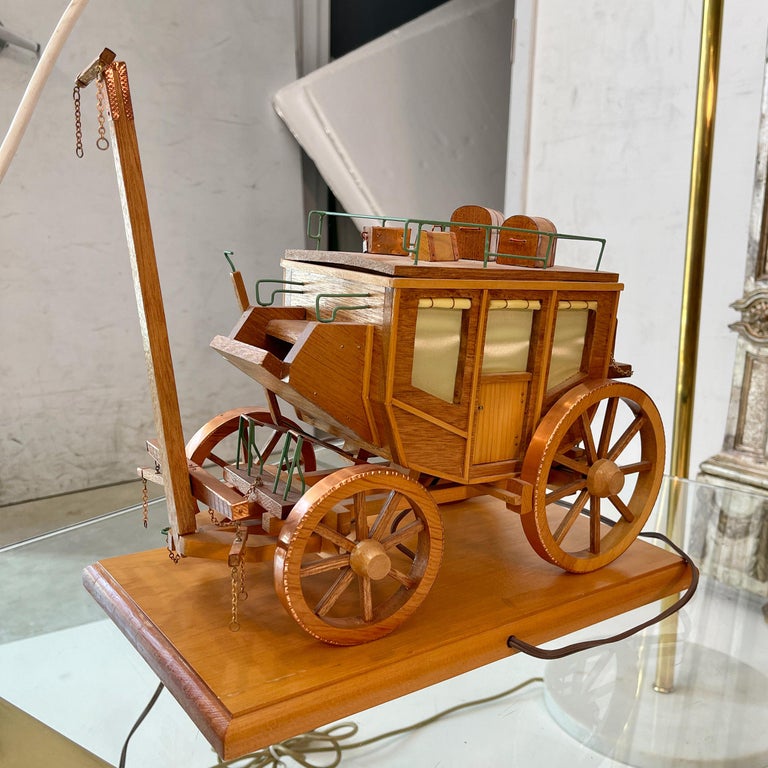 Folk Art Stage Coach Nightlight Lamp For Sale at 1stDibs vintage stagecoach lamp stagecoach lights covered wagon lamp
