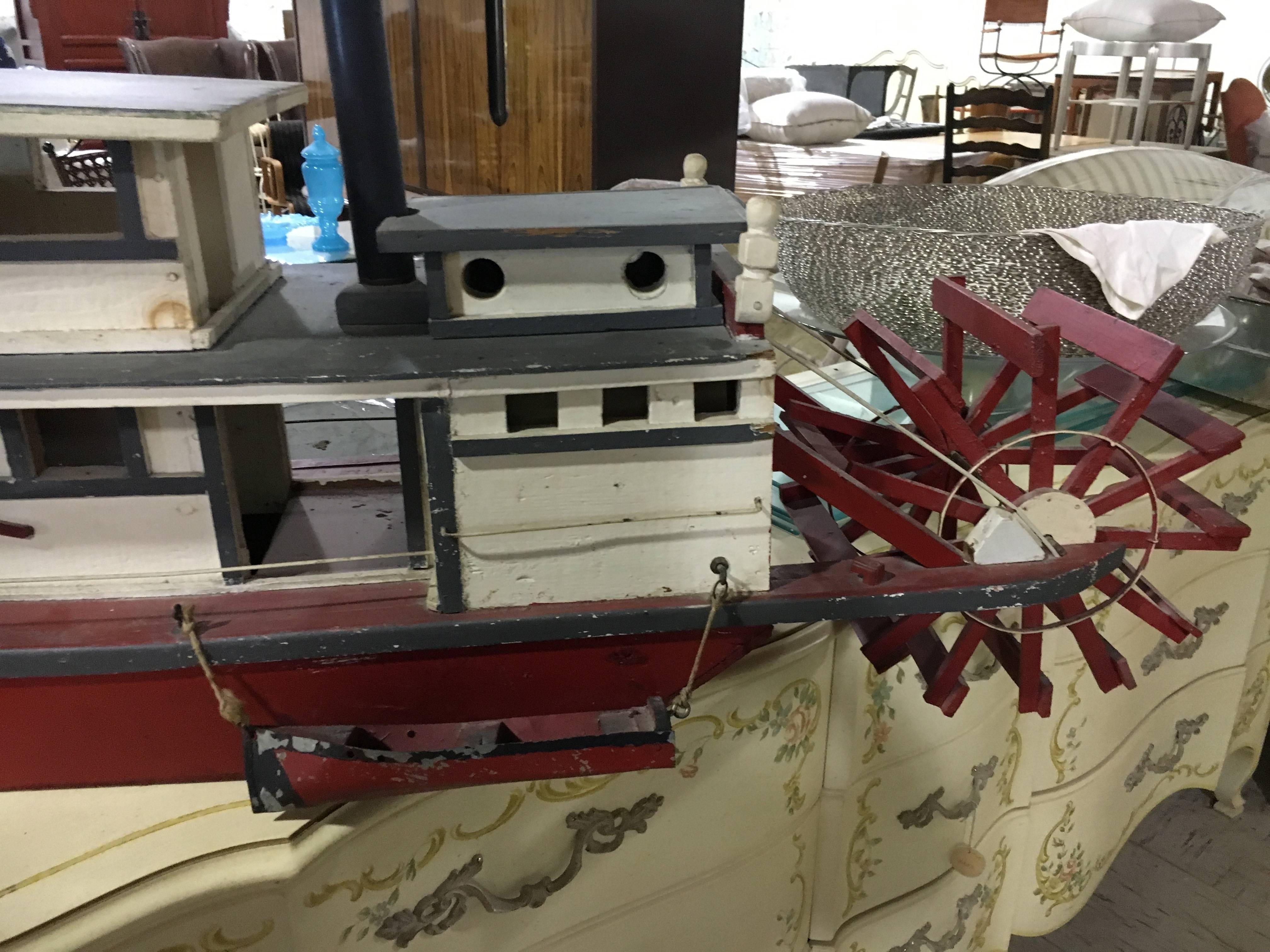 20th Century Folk Art Steamship of Large-Scale For Sale