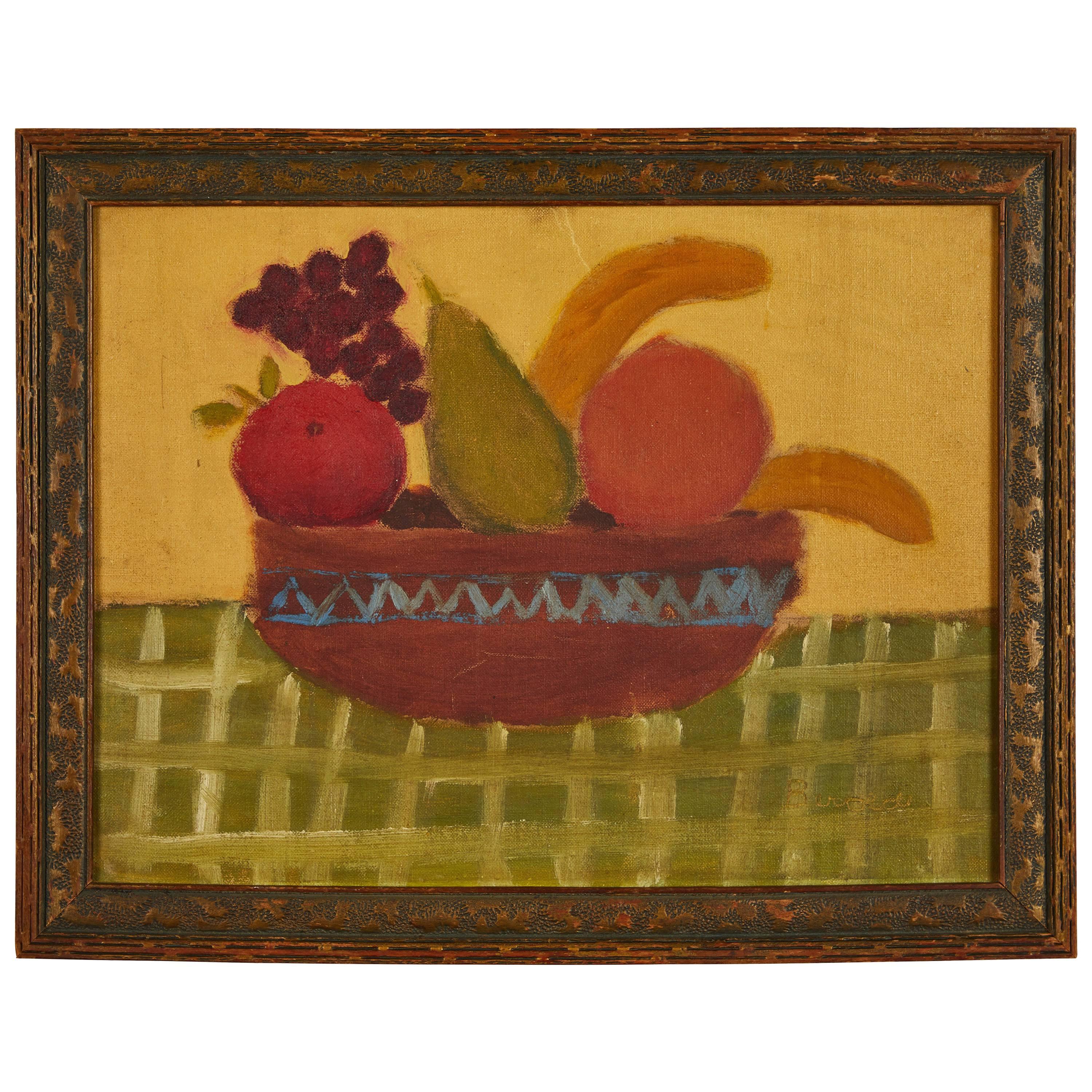 Folk Art Still Life Oil on Board For Sale