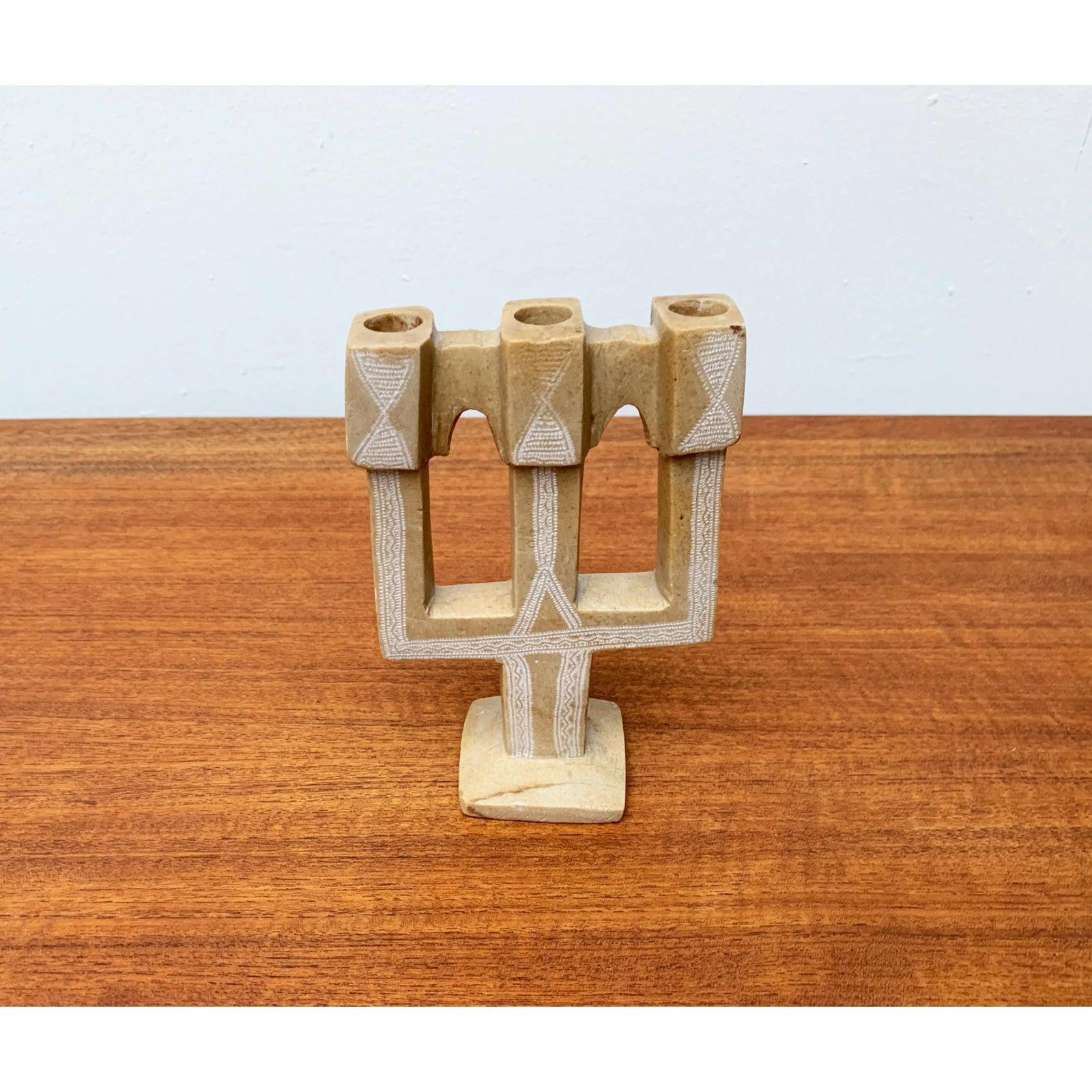 20ième siècle Bougeoir en pierre Folk Art, années 1980 en vente
