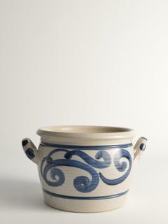 Folk Art Stoneware Jar with Cobalt Blue Floral Motif from Westerwald, Germany 